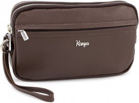 Горизонтальная сумка на плечо из натуральной коричневой кожи KARYA (0212-39)