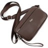 Горизонтальная сумка на плечо из натуральной коричневой кожи KARYA (0212-39) - 6
