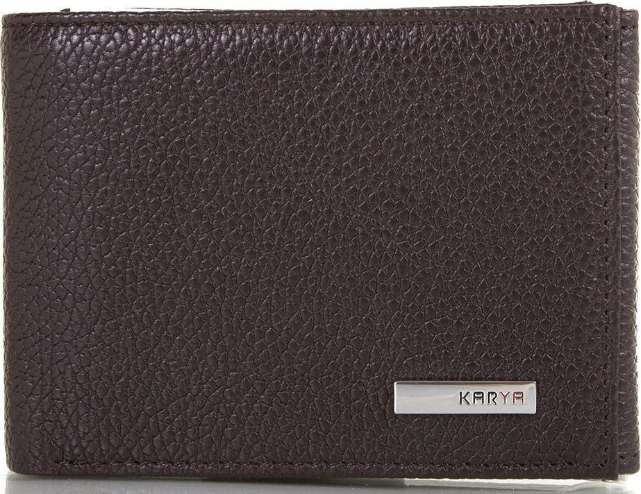 Мужское кожаное портмоне коричневого цвета с зажимом для купюр KARYA (2417126)