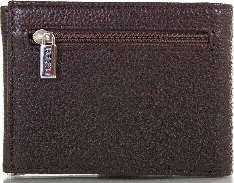 Чоловіче шкіряне портмоне коричневого кольору із зажимом для купюр KARYA (2417126)