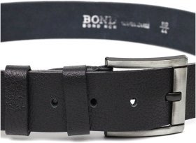 Чоловічий джинсовий ремінь із фактурної шкіри чорного кольору зі стандартною пряжкою BOND 2422070