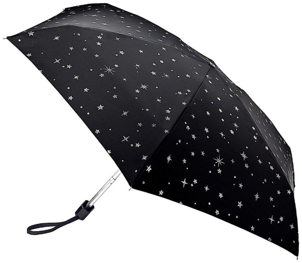 Женский складной зонт Fulton L501 Tiny-2 Glitter Stars Black (механика, ультракомпактный, черный с блестящими звездами) 94287 modnotak фото №1