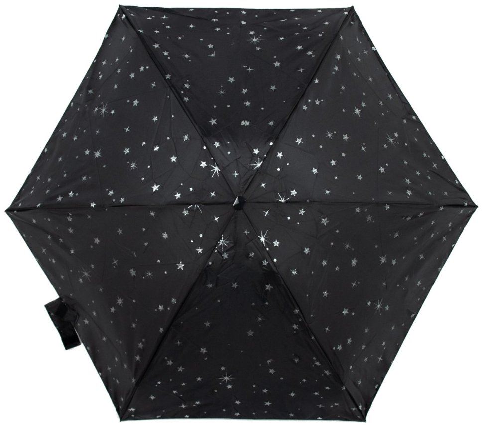 Женский складной зонт Fulton L501 Tiny-2 Glitter Stars Black (механика, ультракомпактный, черный с блестящими звездами) 94287 modnotak фото №5