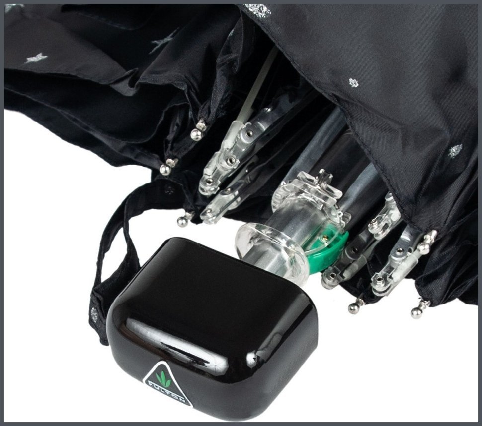 Женский складной зонт Fulton L501 Tiny-2 Glitter Stars Black (механика, ультракомпактный, черный с блестящими звездами) 94287 modnotak фото №8