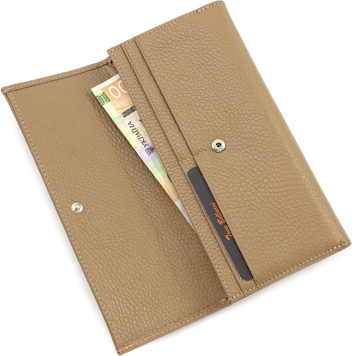 Шкіряний гаманець бежевого кольору з двома автономними отделная Tony Bellucci (10813)
