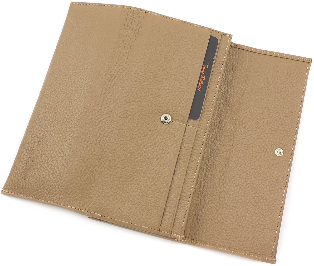 Кожаный кошелек бежевого цвета с двумя автономными отделниями Tony Bellucci (10813)