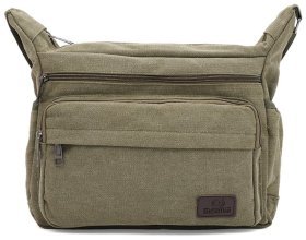 Мужская сумка мессенджер из качественного текстиля через плечо Monsen 104487 зеленого цвета