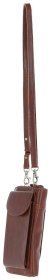 Міні-сумка для смартфона з натуральної гладкої шкіри на блискавці Ashwood T80 коричневого кольору 94487