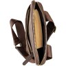Матовая мужская сумка на плечо коричневого цвета из кожи крейзи хорс Shvigel (11180) - 4