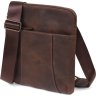 Матовая мужская сумка на плечо коричневого цвета из кожи крейзи хорс Shvigel (11180) - 5