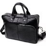 Чорна ділова сумка-портфель із натуральної шкіри з тисненням під крокодила KARYA (2420873) - 2