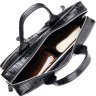 Чорна ділова сумка-портфель із натуральної шкіри з тисненням під крокодила KARYA (2420873) - 6