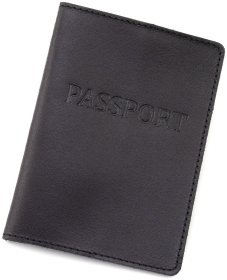 Кожаная обложка на паспорт Leather Collection 94587 черного цвета