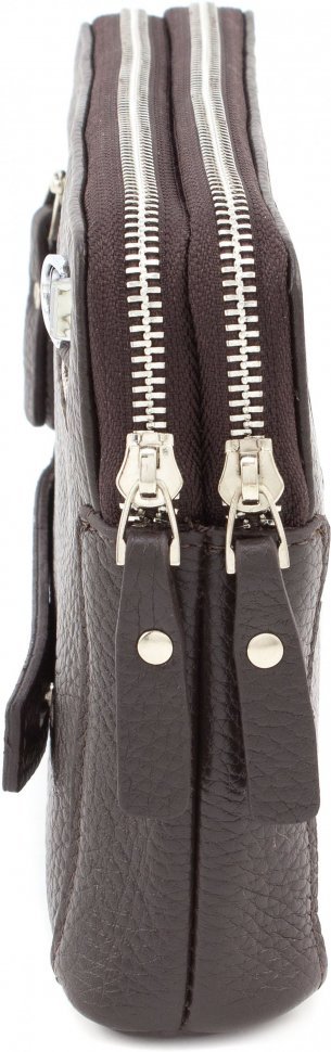 Коричневый клатч горизонтального типа из натуральной кожи Leather Collection (11114)