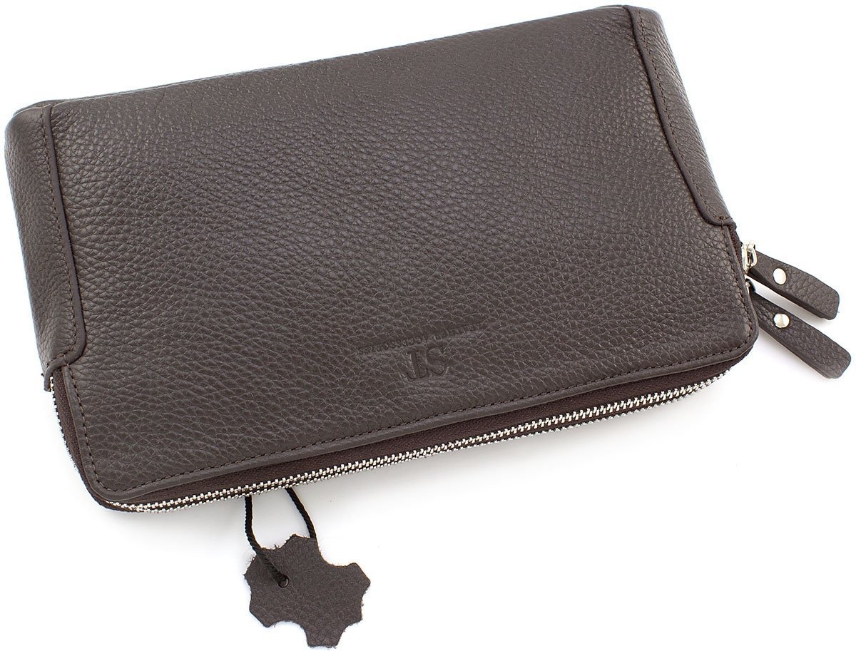 Коричневый клатч горизонтального типа из натуральной кожи Leather Collection (11114)