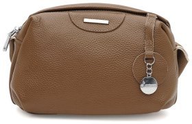 Качественная женская сумка кросс-боди из кожи флотар коричневого цвета Borsa Leather 94687