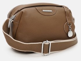 Качественная женская сумка кросс-боди из кожи флотар коричневого цвета Borsa Leather 94687