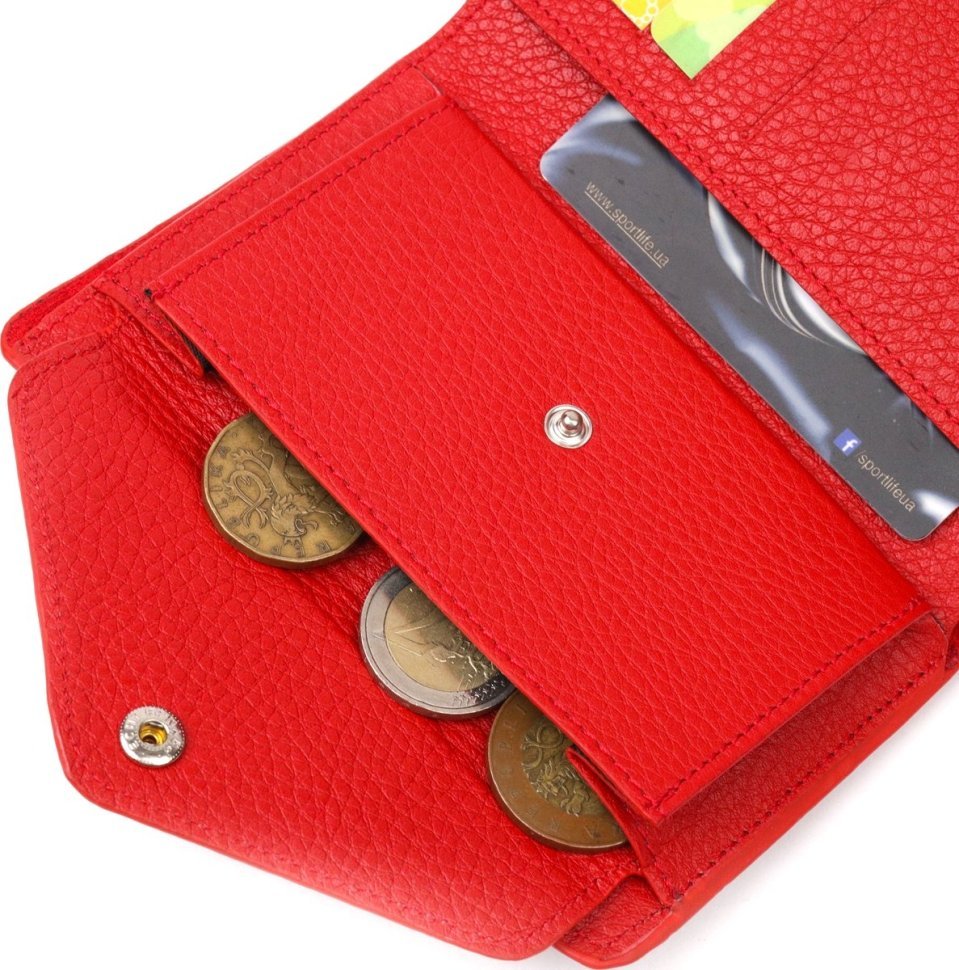 Лаковый горизонтальный женский кошелек с монетницей из натуральной кожи в бордовом цвете KARYA (2421073)