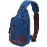 Синяя текстильная мужская сумка-слинг через плечо Vintage (20387) - 1