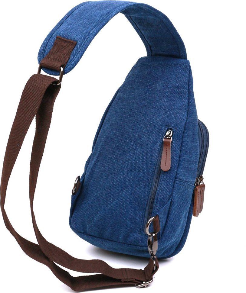 Синяя текстильная мужская сумка-слинг через плечо Vintage (20387)