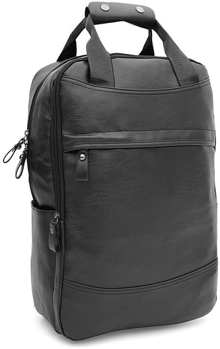 Вместительный мужской рюкзак для города из черного кожзама Monsen 64887