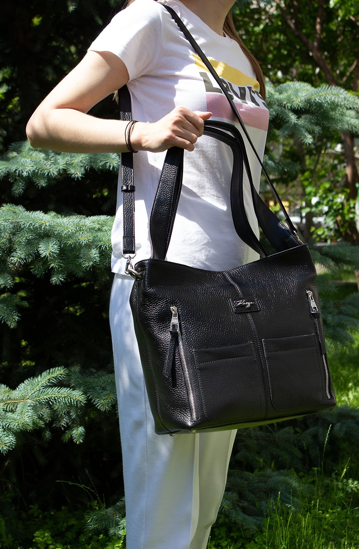 Большая кожаная женская сумка из натуральной кожи с крупной фактурой KARYA (21020)