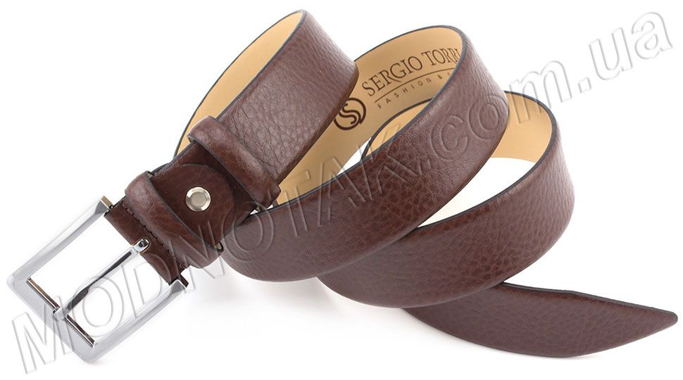 Итальянский коричневый кожаный ремень под брюки S.T Italian Style (35202)