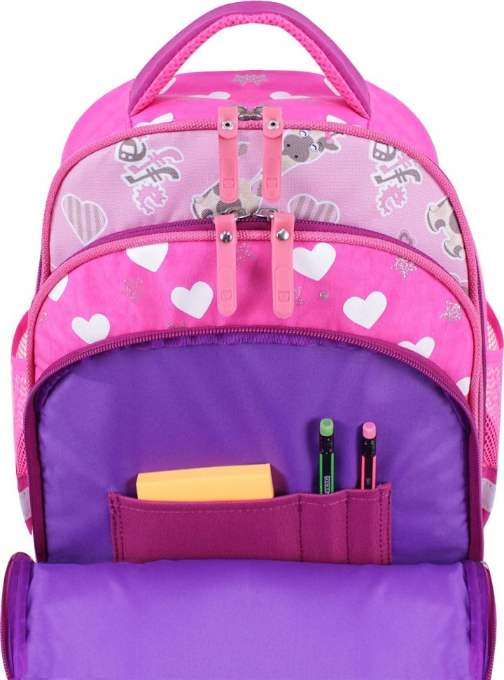 Школьный текстильный рюкзак в малиновом цвете с принтом Bagland (55387)