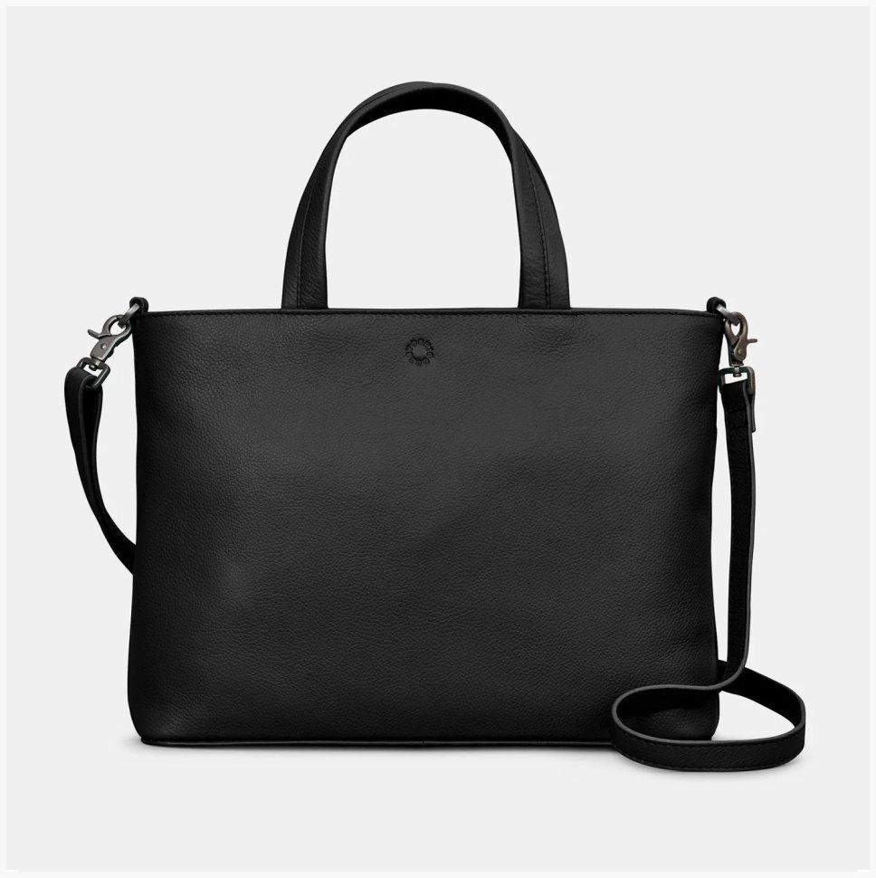 Вместительная женская сумка из натуральной фактурной кожи через плечо Yoshi Y26 черного цвета 95487 modnotak фото №1