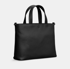 Вместительная женская сумка из натуральной фактурной кожи через плечо Yoshi Y26 черного цвета 95487