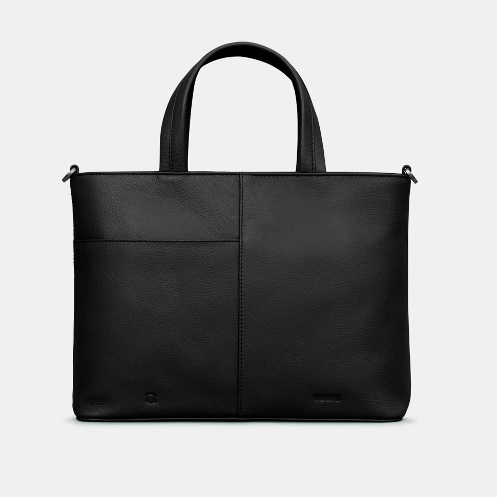 Вместительная женская сумка из натуральной фактурной кожи через плечо Yoshi Y26 черного цвета 95487 modnotak фото №3