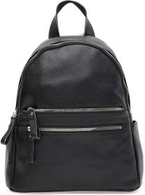 Жіночий чорний рюкзак для міста з натуральної шкіри флотар Borsa Leather (56287)