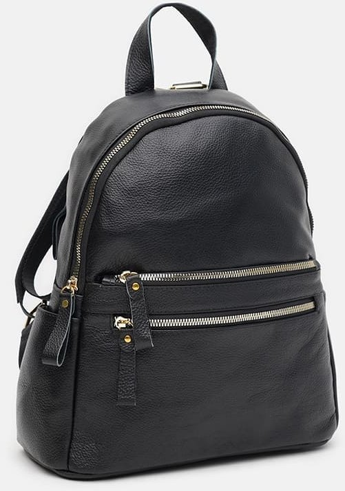 Женский черный рюкзак для города из натуральной кожи флотар Borsa Leather (56287)