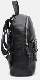 Женский черный рюкзак для города из натуральной кожи флотар Borsa Leather (56287)