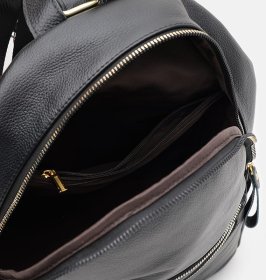 Женский черный рюкзак для города из натуральной кожи флотар Borsa Leather (56287)