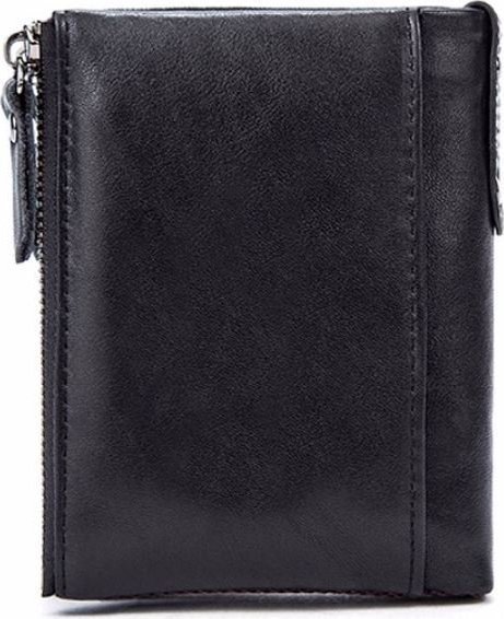 Черное недорогое мужское портмоне из натуральной кожи на кнопке Vintage (2414683)