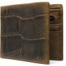 Горизонтальное мужское портмоне коричневого цвета из натуральной кожи под крокодила Vintage (2420042) - 2
