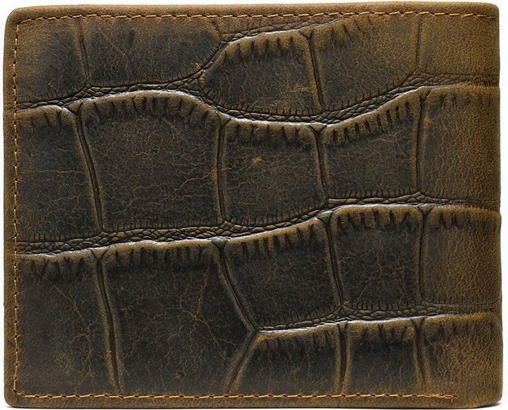 Горизонтальное мужское портмоне коричневого цвета из натуральной кожи под крокодила Vintage (2420042)