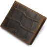 Горизонтальное мужское портмоне коричневого цвета из натуральной кожи под крокодила Vintage (2420042) - 8