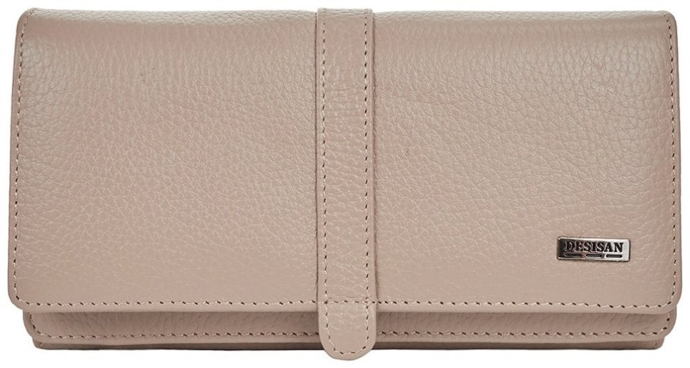 Большой женский кошелек из кожи флотар на 2 отделения Desisan 106787 бежевого цвета modnotak фото №1