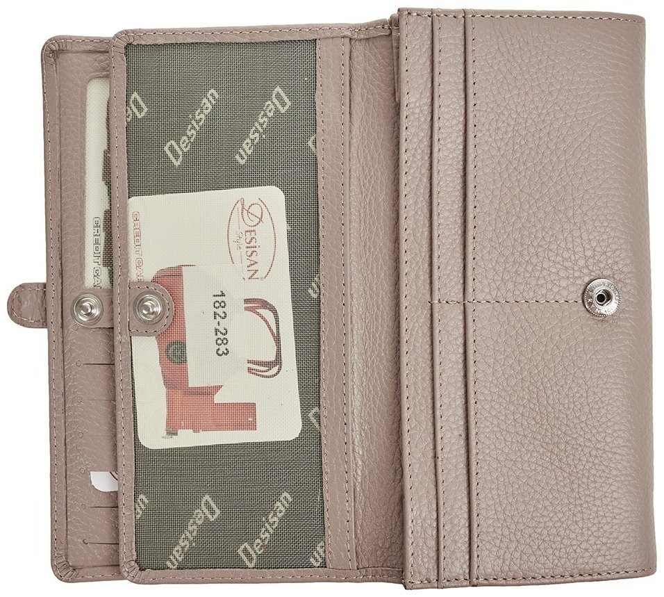 Большой женский кошелек из кожи флотар на 2 отделения Desisan 106787 бежевого цвета modnotak фото №5