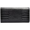 Вместительный женский кошелек из натуральной кожи под фактуру крокодила Desisan 106887 черного цвета на кнопке modnotak фото - 2