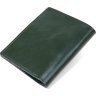 Практичний шкіряний чоловічий портмоне зеленого кольору з хлястиком на кнопці Shvigel (2416504) - 2