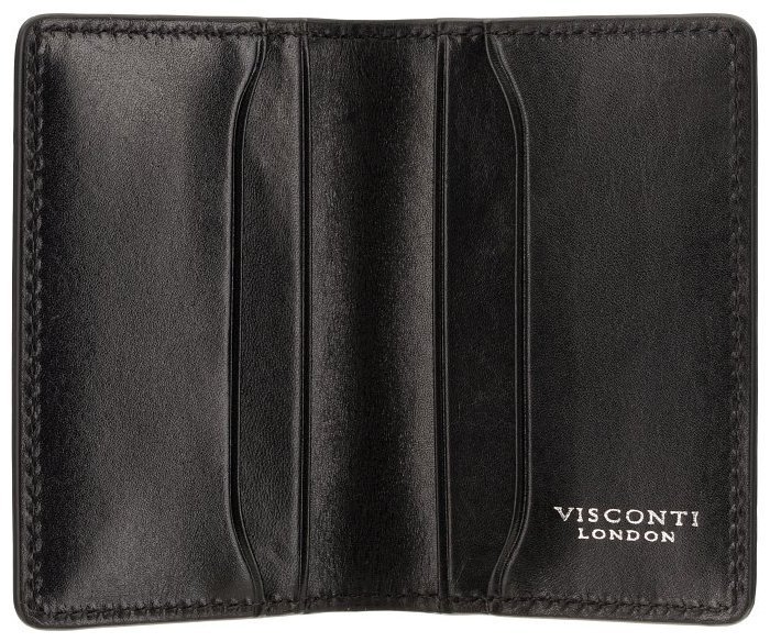 Чорний чоловічий картхолдер подвійного складання з якісної натуральної шкіри Visconti Ascari 77387