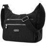 Плечевая женская сумка среднего размера из черного текстиля Confident 77587 - 1