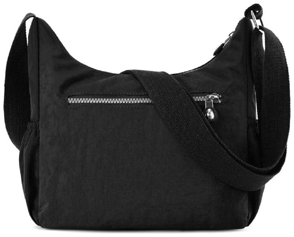 Плечевая женская сумка среднего размера из черного текстиля Confident 77587