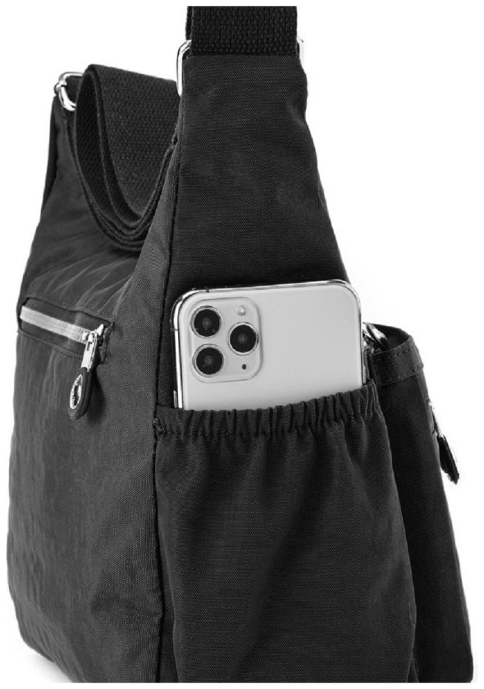 Плечова жіноча сумка середнього розміру з чорного текстилю Confident 77587