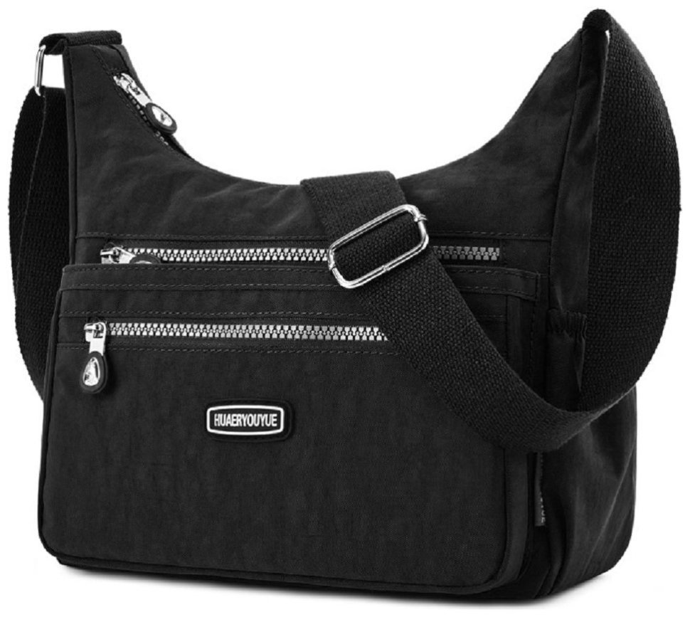 Плечевая женская сумка среднего размера из черного текстиля Confident 77587 modnotak фото №6