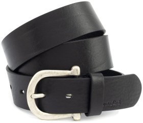 Широкий джинсовый ремень из итальянской кожи черного цвета Gherardini 45039