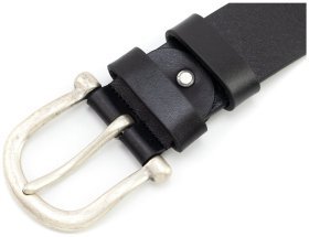 Широкий джинсовый ремень из итальянской кожи черного цвета Gherardini 45039